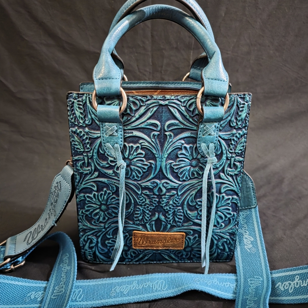 Wrangler Teal Embossed Crossbody Bag